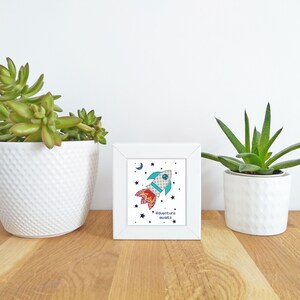 Rocket Mini Framed Print Free motion embroidery Print Space Kid's decor Kid's rooms image 2