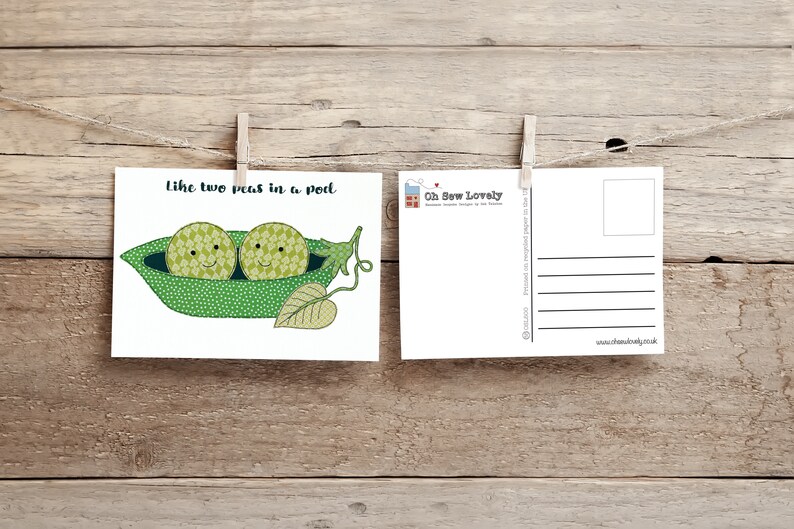 Peas in a Pod postcard Free motion embroidery Print Peas in a pod love siblings image 2