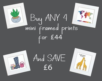 MINI PRINT OFFER -  save 6 pounds when you buy any 4 framed mini prints | Free motion embroidery | Print