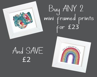 MINI PRINT OFFER -  save 2 pounds when you buy any 2 framed mini prints | Free motion embroidery | Print