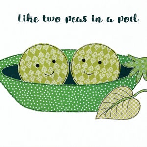 Peas in a Pod postcard Free motion embroidery Print Peas in a pod love siblings image 4