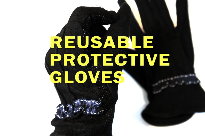 Black Cotton Gloves Reusable Washable to Use Instead of Etsy