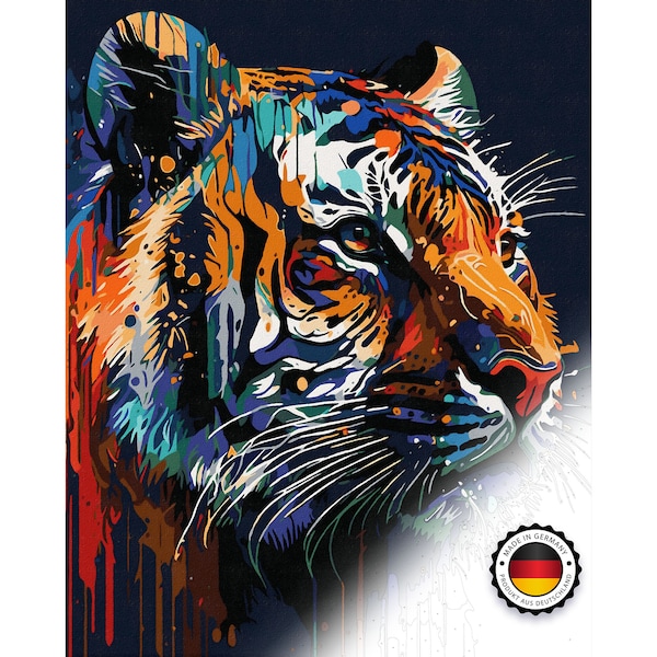 XXL Malen nach Zahlen für Erwachsene Tiger Abstraktion Acryl Malerei DIY Set