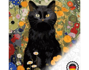 Gustav Klimt Garten Katze XXL Malen nach Zahlen für Erwachsene Acryl Malerei DIY Set