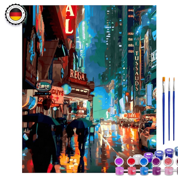 Malen nach Zahlen Erwachsene New York im Regen Acryl Malset DIY