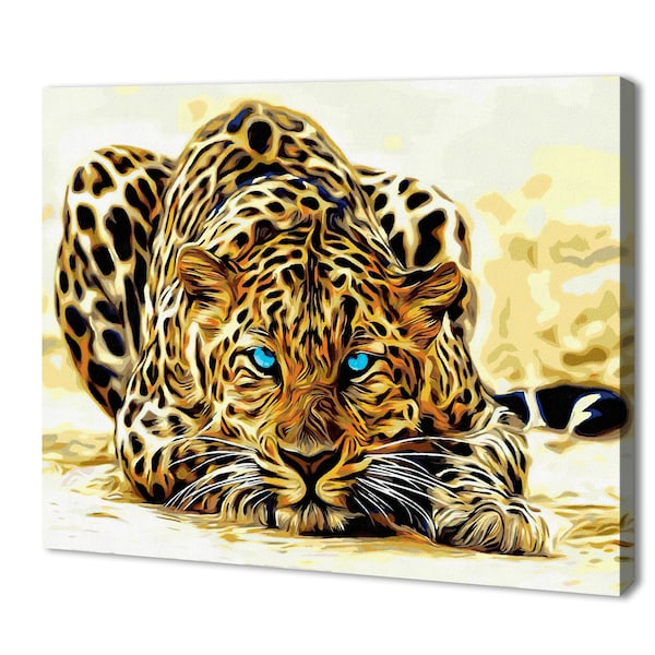 Malen nach Zahlen Erwachsene Leopard Acryl Malerei Set mit Keilrahmen DIY