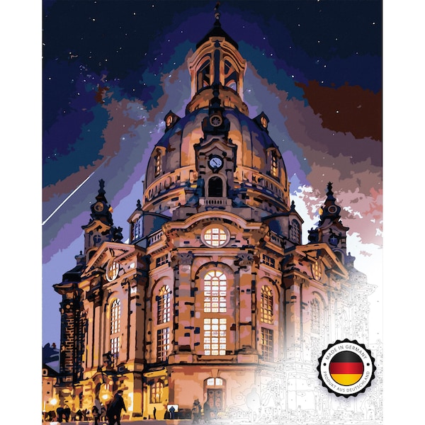 XXL Malen nach Zahlen für Erwachsene Frauenkirche - Die Schönheit der Nacht!