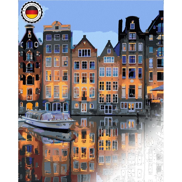 Malen nach Zahlen Amsterdam Kanalhaus Erwachsene Acryl Malerei Set DIY