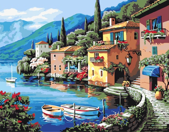 Paint by Numbers for Adults Italian Promenade Acrylic Painting Set