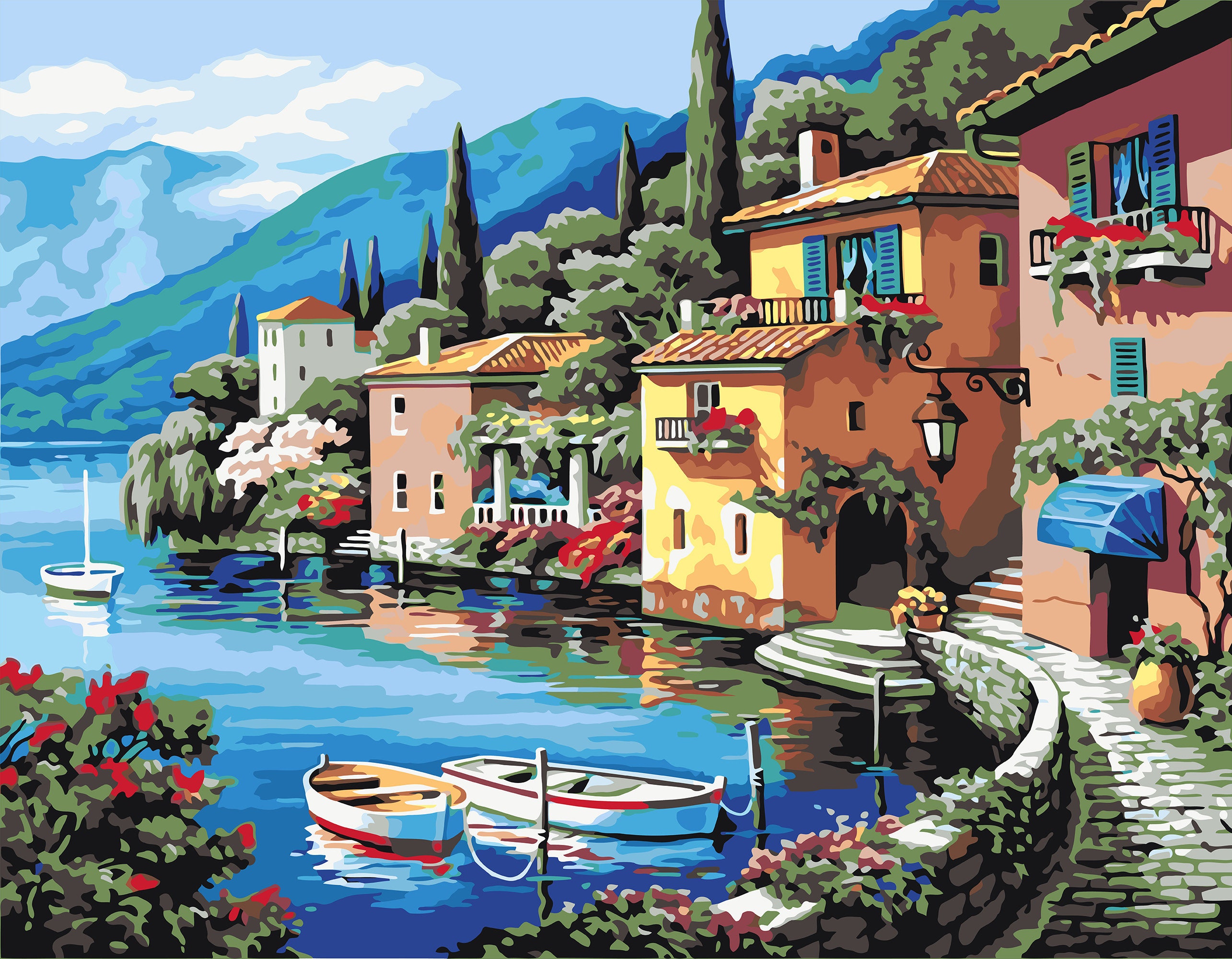 Italian Vacation Paint by Numbers for Adults Beautiful Acrylic Painting on Canvas  Paint by Your Own DIY Kit Oil Wall Art Decoration JD0417 