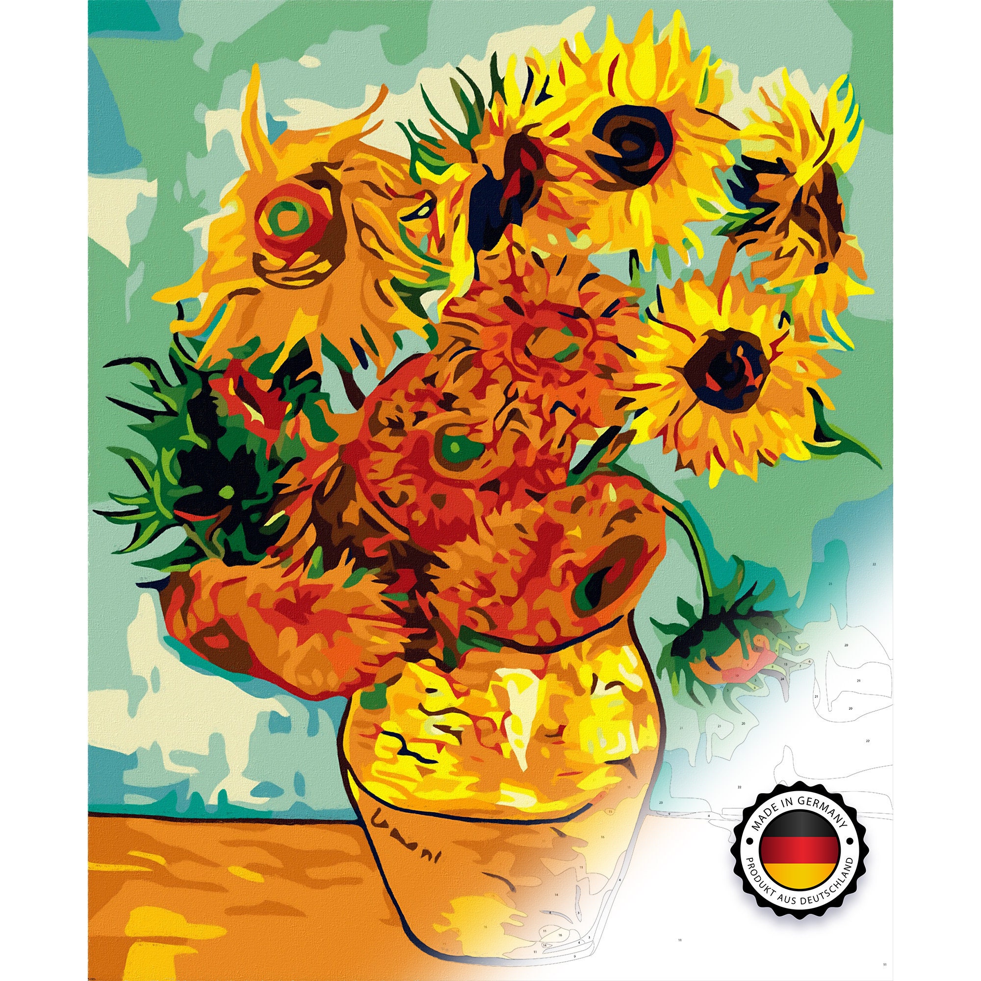  Pretty Jolly DIY Paint by Numbers for Adults Beginner Art  Sunflower by Vincent Van Gogh Oil Paint by Number Kit for Kids on Canvas  with Brushes and Acrylic for Home Wall