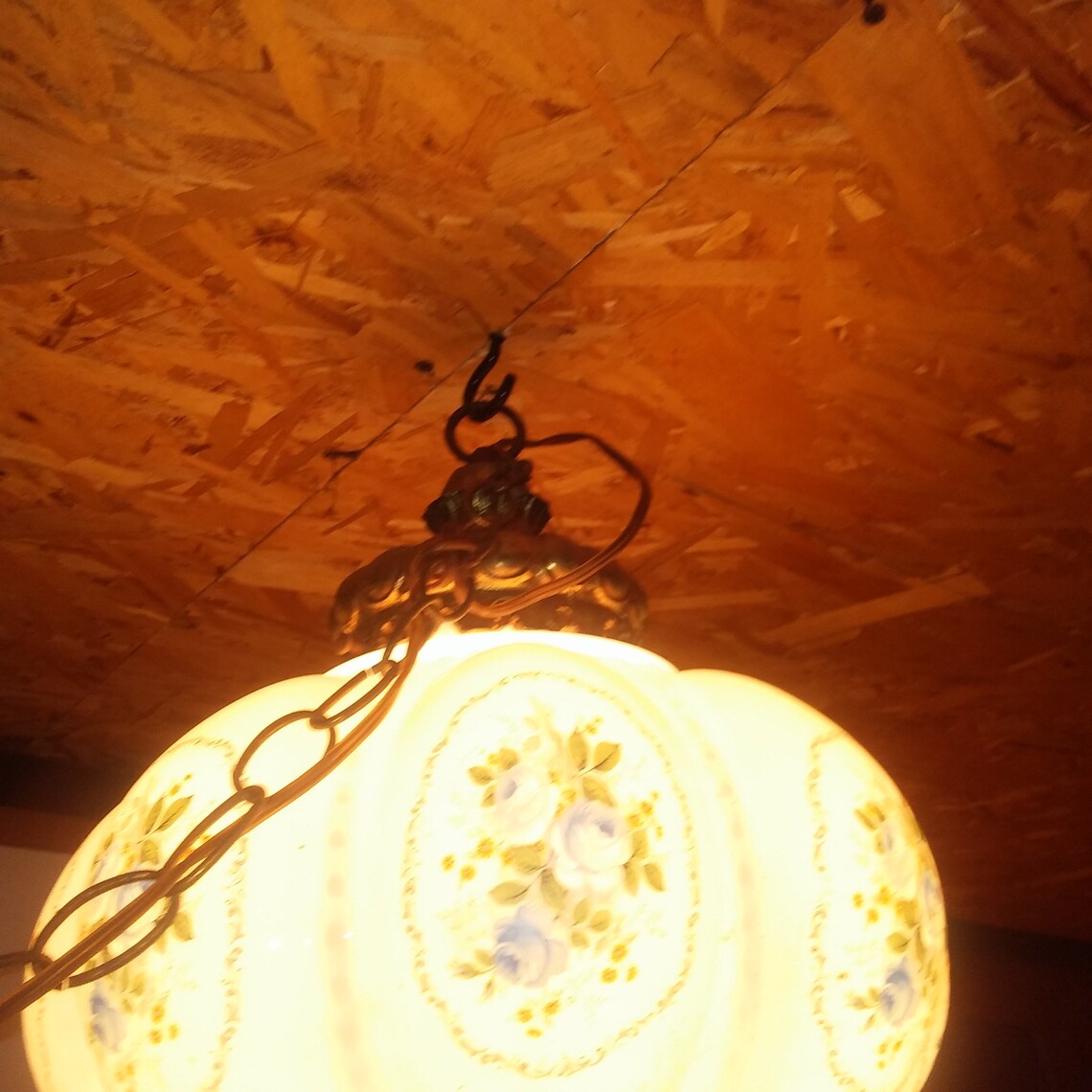 Vintage SWAG Hanging LAMP Pull Chain Flower Light Etsy