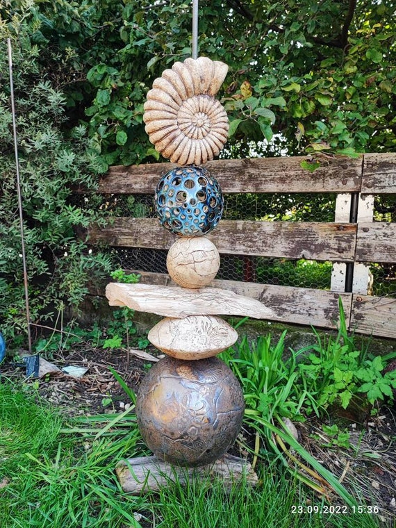 Gartenstele Stele Keramik handgemacht frostfest Gartenkeramik Etsy.de