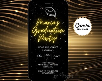 Graduation Phone Text Invite, Class of 2026, Digital Graduation Party Invitation, Graduation Announcement, Editable Canva Template