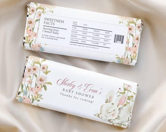 Chocoladeverpakking babyshower | Er is een konijntje onderweg | Ontwerp chocoladereep van 1,55 oz | Canvassjabloon | bssb