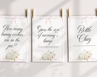 25 babyshowergames afdrukbare bundel | Er is een konijntje onderweg | Leuke en gemakkelijke activiteiten | Bewerkbare canvassjablonen | bssb