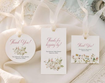 Er is een konijntje onderweg Babyshowerlabels | Bewerkbare canvassjablonen | 2″–2,5″ rechthoek, vierkant en rond | bssb