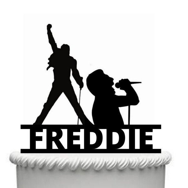 Personalised Freddie Mercury Black Gloss Acrylic Cake Topper