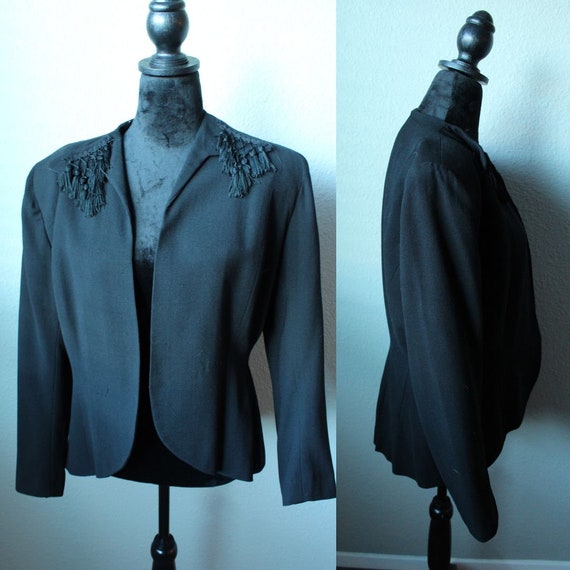 Vintage 1940s Tailored Wool Jacket with Shoulder … - image 1
