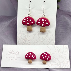 Handmade Mushroom Earrings | Polymer Clay Cottagecore Jewelry