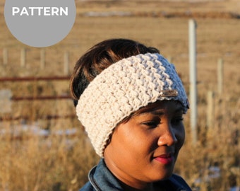 CROCHET PATTERN | Ella ear warmer | women handmade headband | Buttoned | textured headband | crochet headband pattern