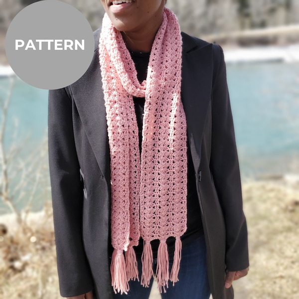 CROCHET LACE SCARF, Summer Skinny scarf pattern, Coral Reef scarf, Crochet scarf pattern, One skein scarf, Light weight scarf