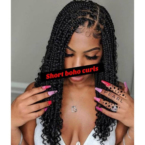 Boho Box Braided Wig Boho Box Braids Short Boho Box Etsy boho box braided wig boho box braids short boho box braids lace frontal braids wig knotless braids wig short curls box braids wig braids