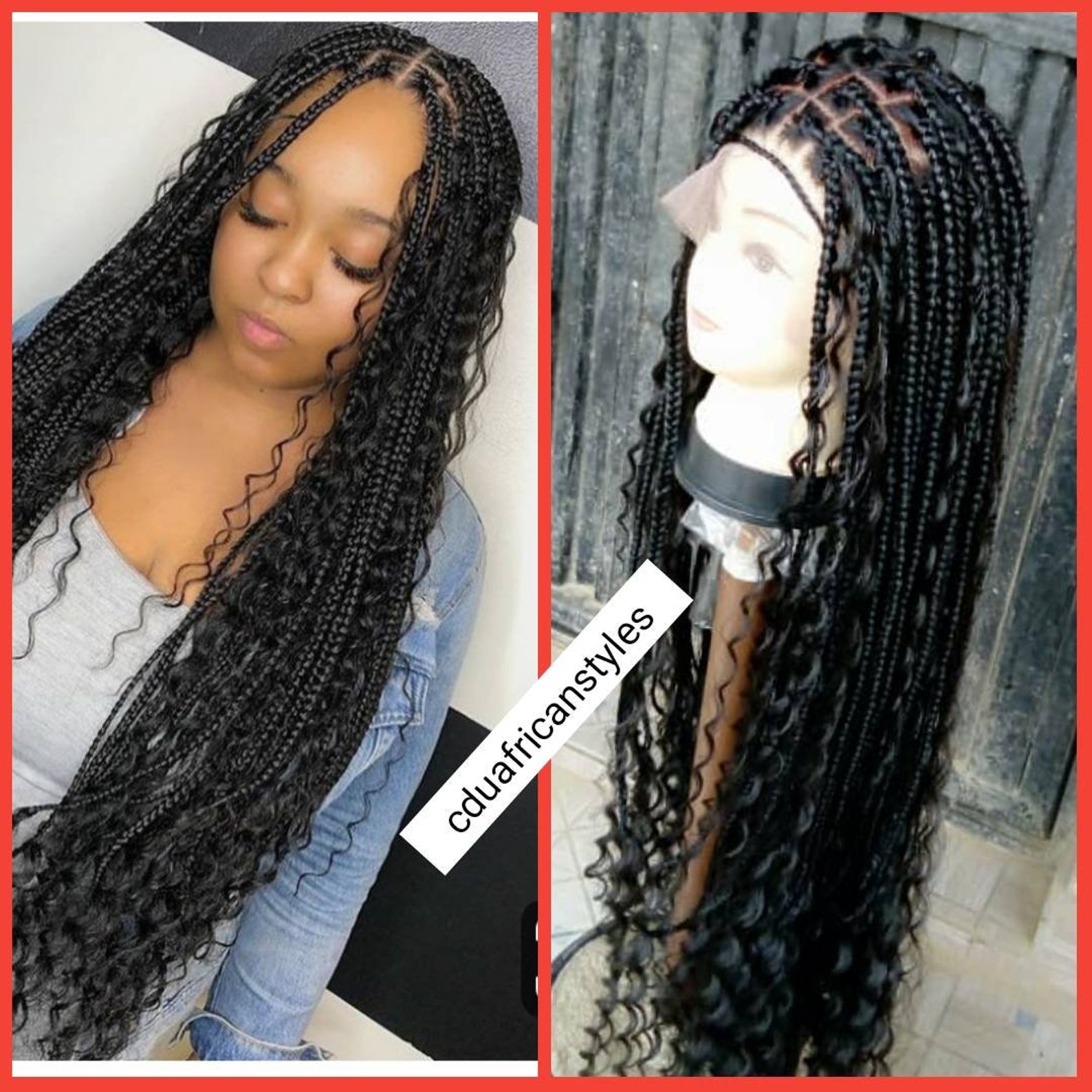 Boho Braids Braided Wig Knotless Braids Lace Frontal Braids Etsy