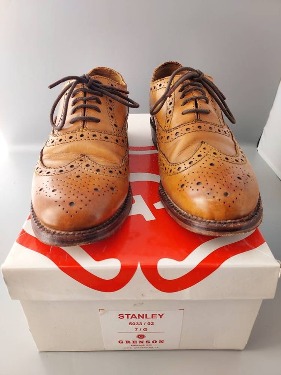 Grenson Stanley Tan Oxford Brogue Leather Shoes