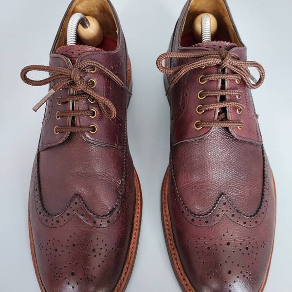 Grenson Brogues Shoes Dark Brown Grain Leather UK 9.5