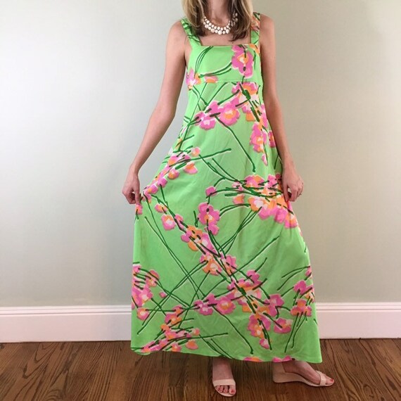 pink and green maxi dress