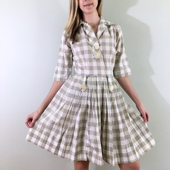 green gingham summer dress
