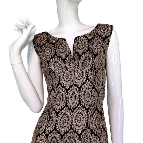 60s Vintage Black and Gold Brocade Cocktail Mini … - image 4