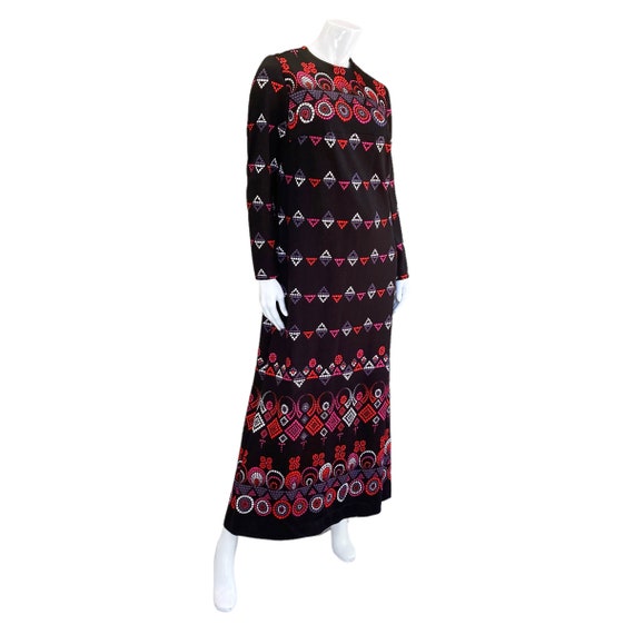 60s 70s Vintage Geometric Patterned Maxi Dress - image 5