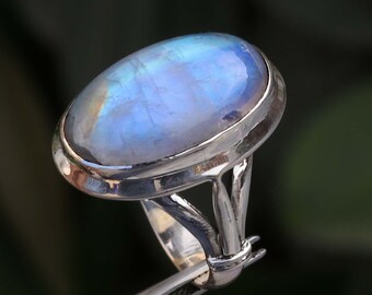 Designer Groß Mondstein Ring, Handgefertigter 925 Sterling Silber Ring, Multi Auffälliger Mondstein Ring, Juni Birthstone Ring, Geschenk für Sie, Jubiläum Ring