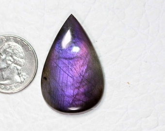 AAA+++Top Labradorite Cabochon Gemstone,Amazing Fabulous Awesome Designer Pink Purple flashy,Big Pear Shape,Size 40x26MM 53Cts Pendant Stone