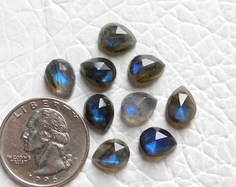 5Pieces AAA+++Quality, 100% Natural  Labradorite Gemstone , Rose cut, Pear Shape, Size10x8MM,Calibrated Faceted  Labradorite Strong Flashy