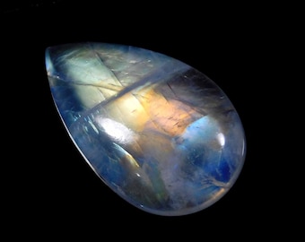 Regenbogen Mondstein Cabochon Edelstein,Top AAA+++Designer Erstaunlich Hinten Regenbogen auffällig, Birnen-Form, Größe 31x19x7MM 33.00Cts Schmuckherstellung Stein