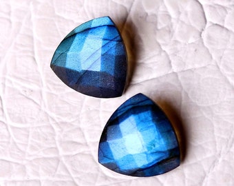 Alta qualità 2Pecs eccellente Bella Forte Blu Flashy,AAA - Checker tagliare Labradorite Gemstone,Trillion Shape,Size16x16MM Calibrato,19Cts