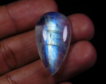 Regenbogen Mondstein Edelstein, Top AAA +++ Extrem schöne Designer Electric Multi Flashy, Birnenform, Größe 32x18x7MM 34.00Cts Anhänger Mondstein