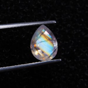 Super Top Grade Rainbow Moonstone Gemstone Faceted Cut, Designer Chatoyant Multi Flashy Rainbow, Pear Shape,Size9x7MM Calibrated,1.50Carat.