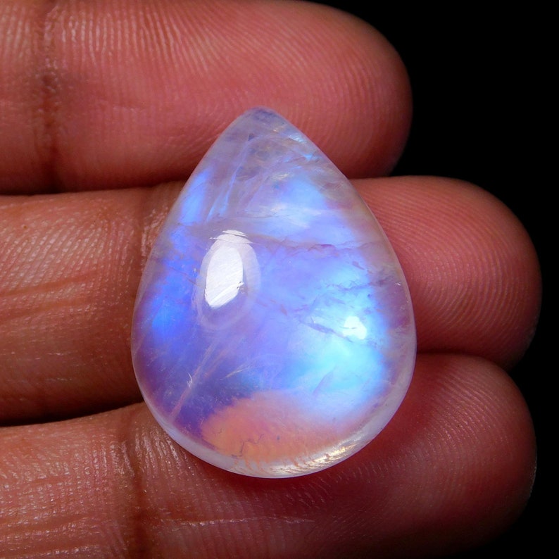 Top Grade Rainbow Moonstone Gemstone,Extremely Beautiful Designer 100%Natural Blue Flashy,Pear Shape,Size24x17MM,22.00Carat,Pendant Stone