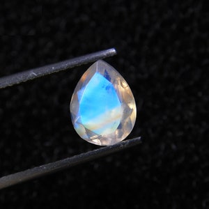 Super Top Grade Rainbow Moonstone Gemstone Faceted Cut, Designer Chatoyant Multi Flashy Rainbow, Pear Shape,Size9x7MM Calibrated,1.45Carat.