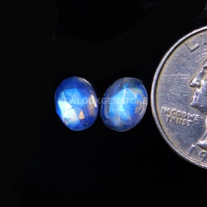 High Grade Rainbow Moonstone,Approx Matching Pair,100%Natural Awesome Excellent Blue Fair,Rose Cut,Oval Shape,Size9x7MM Calibrated,5.00Carat