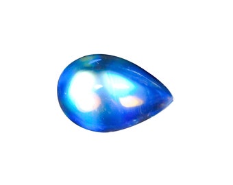 Regenbogen Mondstein Cabochon, Super Top AAAA++++ Grade, Birnenform, 100% natürlicher Multi Blauer Auffälliger Edelstein, Größe 10 * 7 * 4 MM, 1.85 Karat, Schmuck Stein.