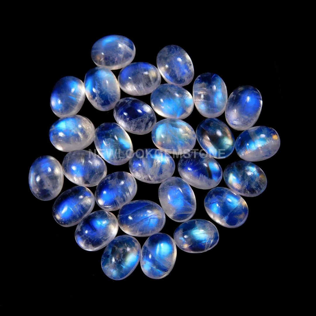 4 Pisces 100% Natural AAA Rainbow Moonstone Gemstone Cabochon,blue ...