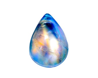 Regenbogen Mondstein, Super Top AAAA++++Grade Pear Form Mondstein Cabochon, 100%Natürlich Designer Multi Blau Auffällig, Größe15 * 10 * 7 MM, Gewicht 7.0Carat