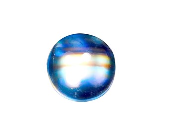 Regenbogen Mondstein Cabochon, Super Top AAAA++++ Klasse, runde Form, 100% natürliche Multi Blau Auffällige Edelstein, Größe 7X7X3MM, 1,05 Karat, Schmuck Stein.