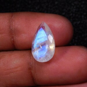 Top Grade Rainbow Moonstone Gemstone Faceted Cut,Awesome Designer Multi Flashy Rainbow,Pear Shape,Size15x10MM Calibrated,4.00Carat.