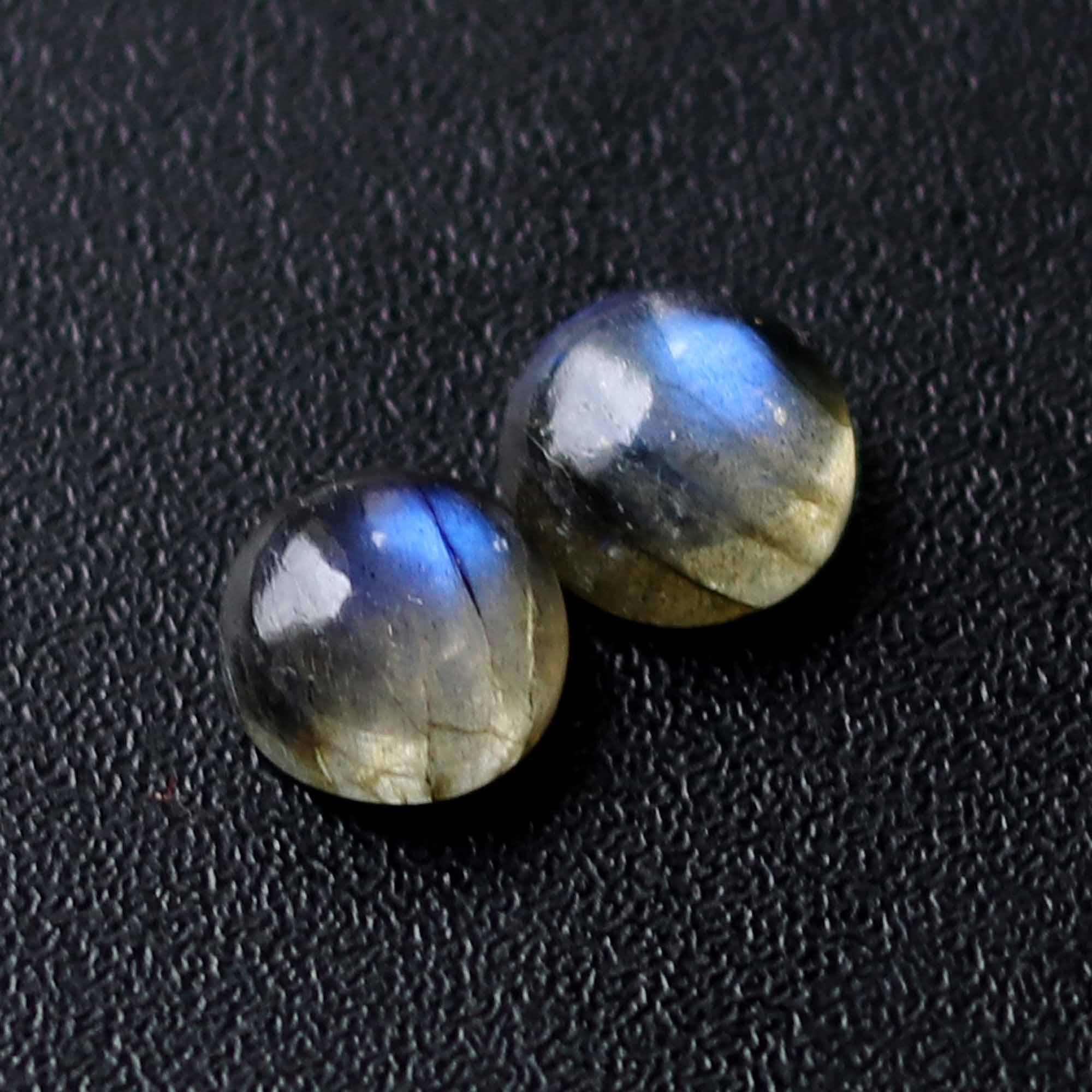 High Grade Rainbow Moonstone Gemstone Cabochon,Approx Matching Pair Awesome Beautiful Blue Flashy,Oval Shape,Size12x10MM Calibrated,12.00Cts